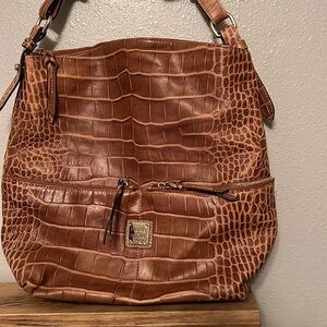 Dooney & Bourke Brown Leather Bag with Gold Accents Large. 15x13